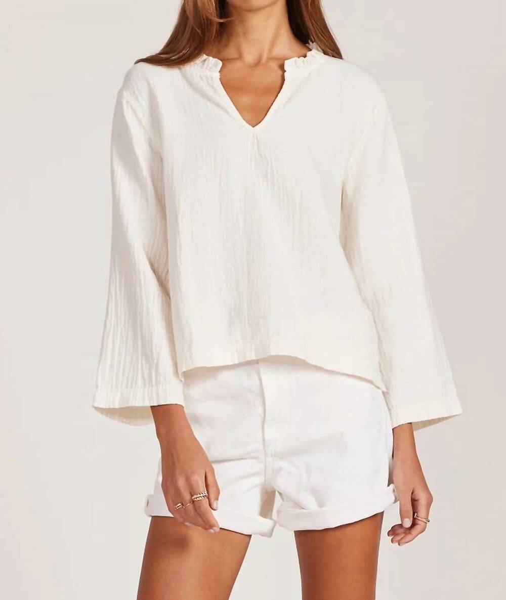 NEW BOBI bell sleeve shell top in linen